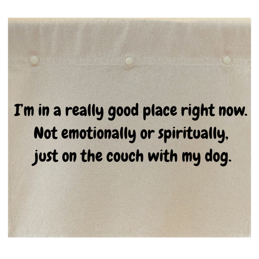 I'm in a really good place right now. Not emotionally or spiritually, just on the couch with my dog.